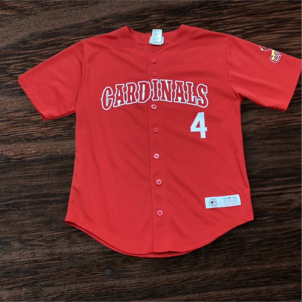 St Louis Cardinals MLB Jersey Red Button Up Team Athletics Youth XL 14-16 No 4